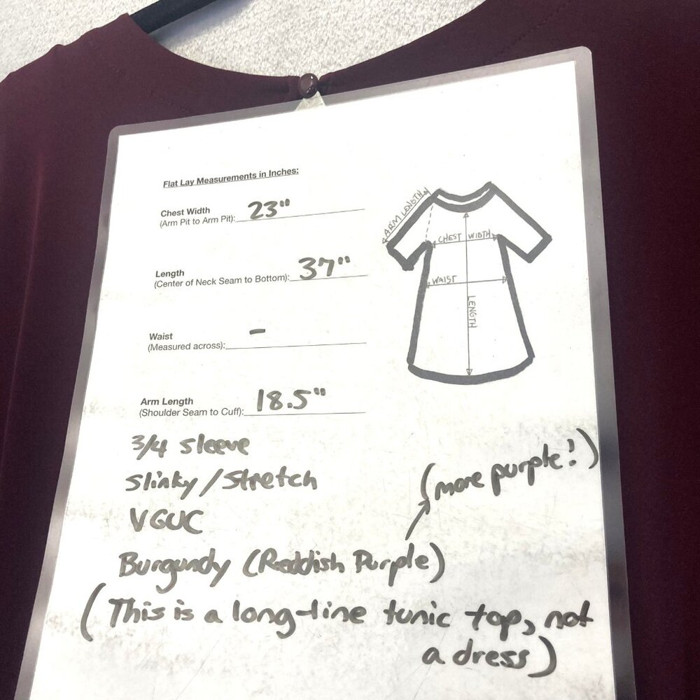 Susan Graver Layered Long-Line Tunic Top Womens Large Slinky 3/4 Sleeve Stretch - Picture 5 of 16